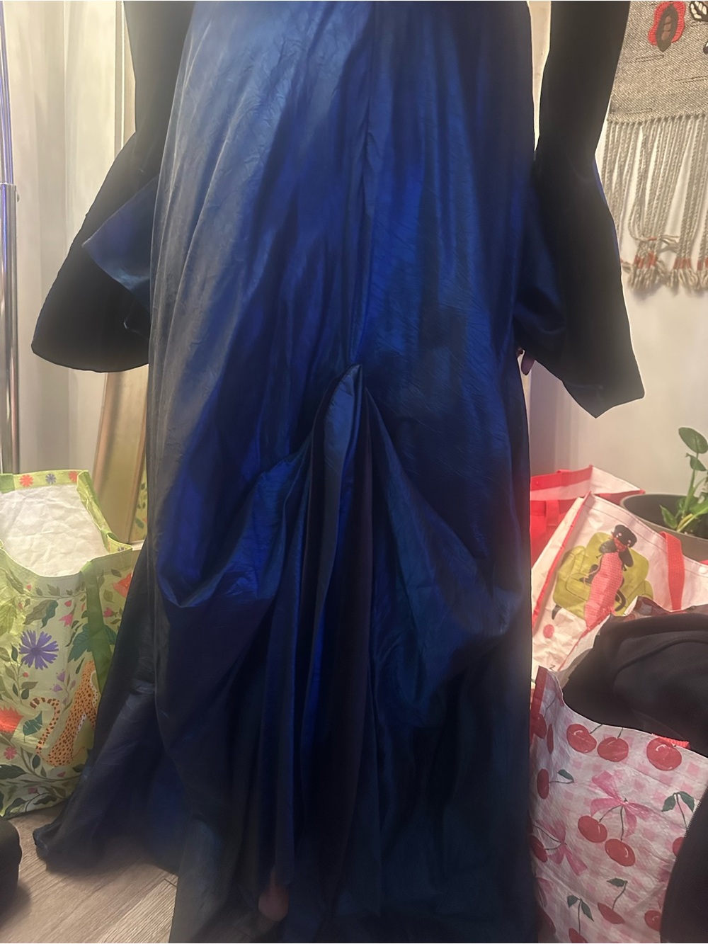 Navy Blue Satin Gothic Halloween Party Dress